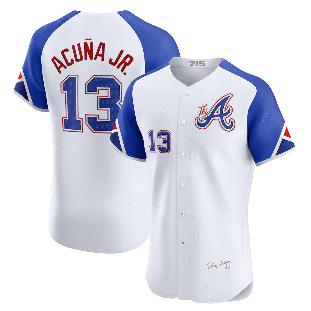 Atlanta Braves #13 Ronald Acuna Jr White KLUNKIM City Connect Elite Jersey