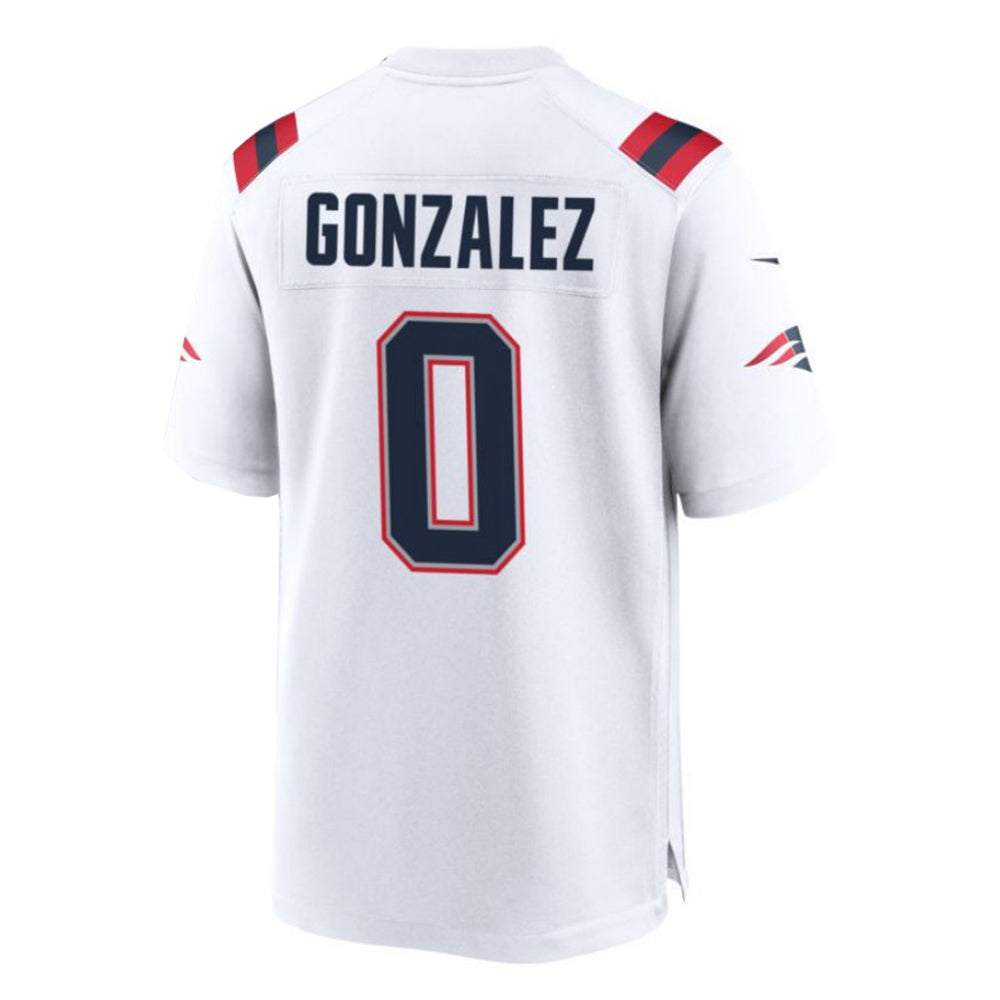 NE.Patriots #0 Christian Gonzalez White Game Jersey Stitched American Football Jerseys