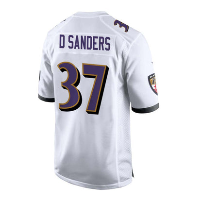 B.Ravens #37 Deion Sanders White Alternate Game Player Jersey Stitched American Football Jerseys