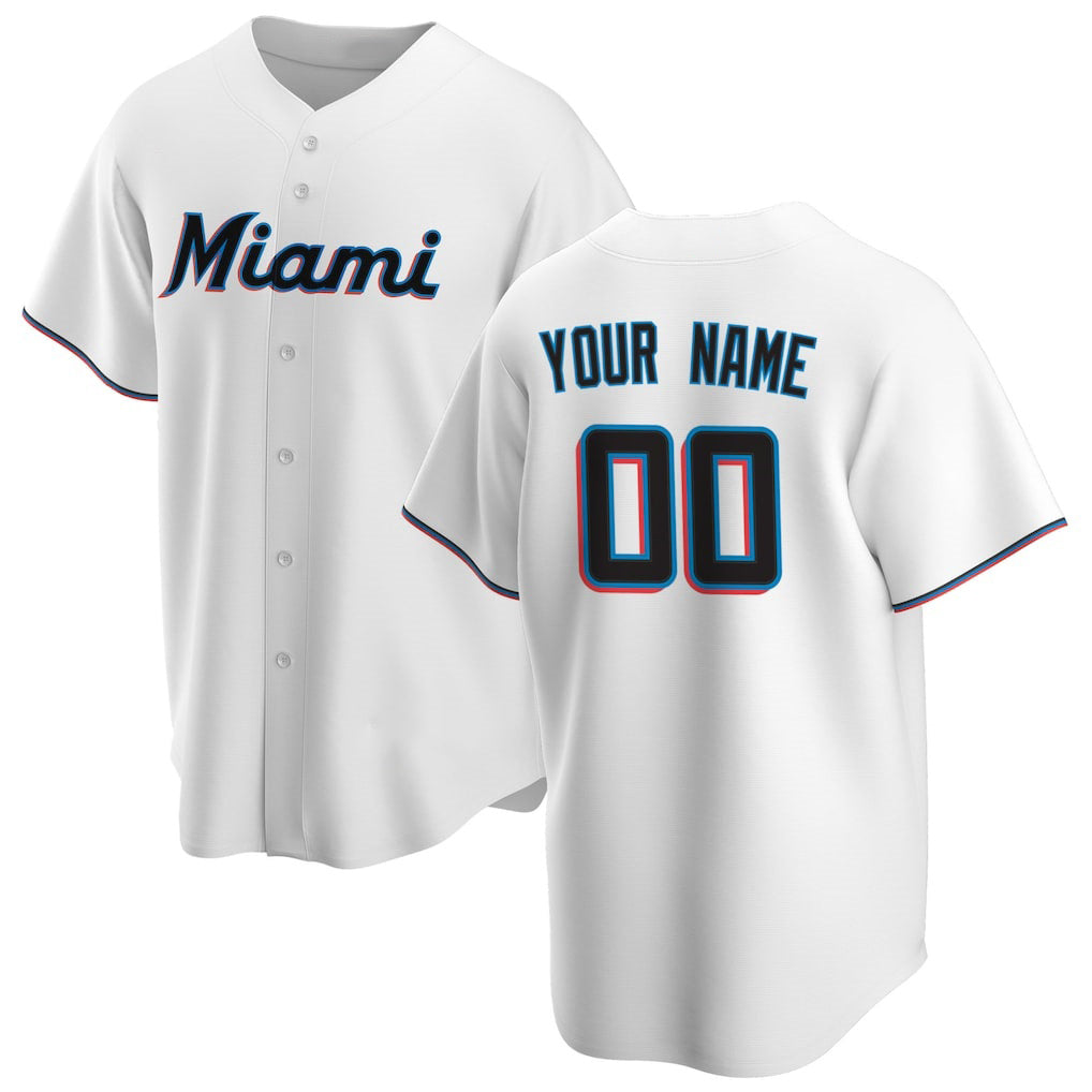 Custom Miami Marlins White KLUNKIM Home Replica Jersey