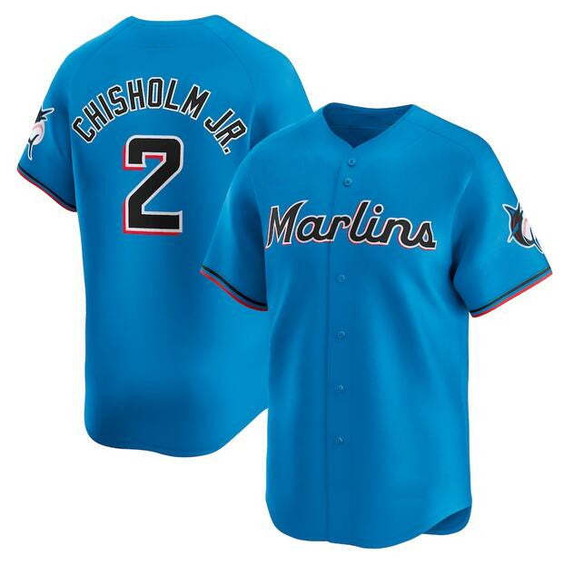 Miami Marlins #2 Jazz Chisholm Jr. Blue KLUNKIM Limited Stitched Jersey