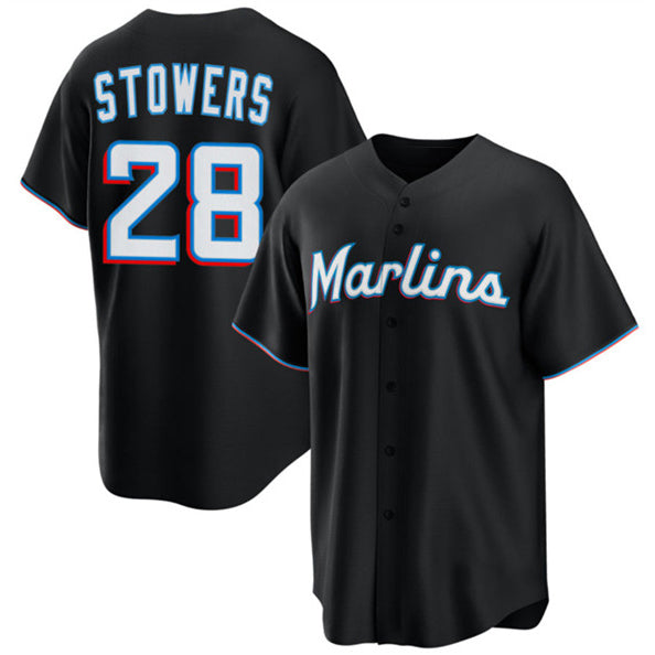 Miami Marlins #28 Kyle Stowers Black KLUNKIM Cool Base Stitched Jersey