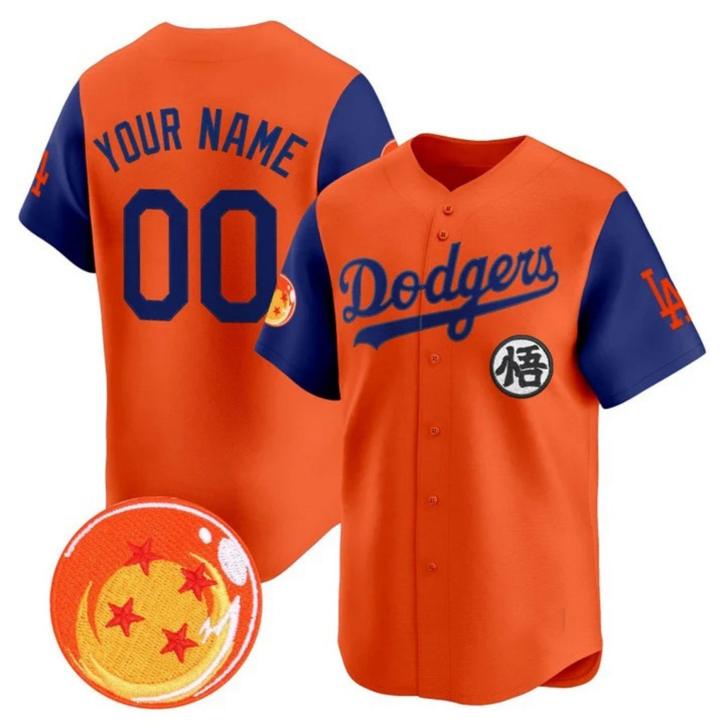 Custom Los Angeles Dodgers x Dragon Ball Royal Orange KLUNKIM Vapor Premier Limited Jersey - Stitched