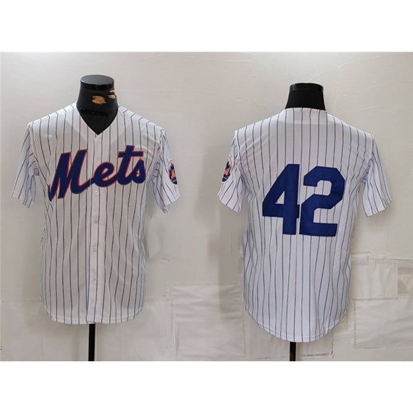 New York Mets #42 Jackie Robinson White KLUNKIM Cool Base Stitched Jersey