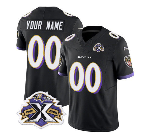 Custom B.Ravens Active Player Black KLUNKIM 2023 F.U.S.E With Patch Throwback Vapor Limited Stitched Jersey