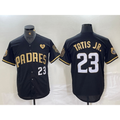 San Diego Padres #23 Fernando Tatis Jr Black Gold KLUNKIM With Patch Cool Base Stitched Jersey