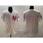 New York Yankees #2 Derek Jeter Pink KLUNKIM With Patch Limited Stitched Jersey
