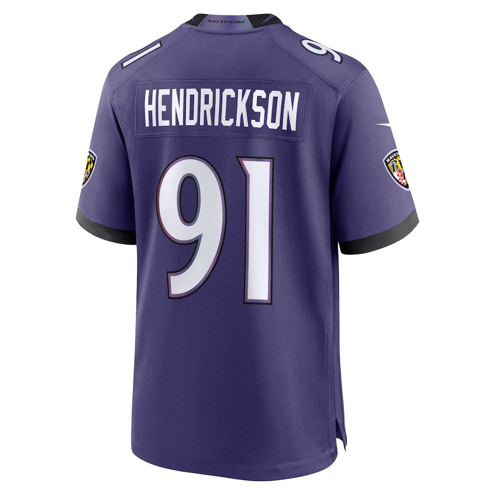 B.Ravens #91 Trey Hendrickson Purple KLUNKIM Team Game Jersey