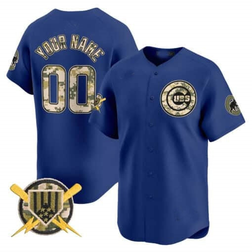Custom Chicago Cubs Armed Forces Day Vapor Premier Limited Jersey ¨C Royal KLUNKIM