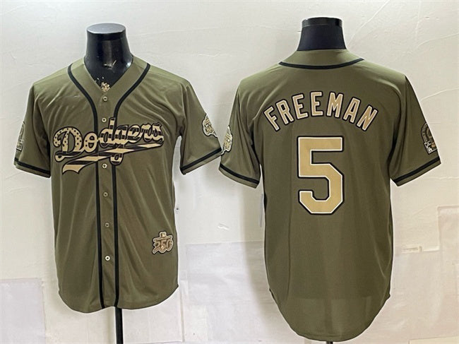 Los Angeles Dodgers #5 Freddie Freeman Olive KLUNKIM 2026 Armed Forces Day Stitched Jersey 2