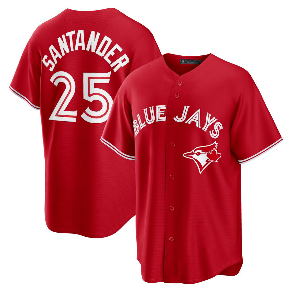 Toronto Blue Jays #25 Anthony Santander Red KLUNKIM Canada Day Replica Jersey
