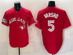 Toronto Blue Jays #5 Daulton Varsho Red KLUNKIM 50 Seasons Patch Stitched Jersey