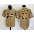 San Diego Padres #23 Fernando Tatis Jr Number Tan KLUNKIM NEW 2023 Cool Base Stitched Jersey