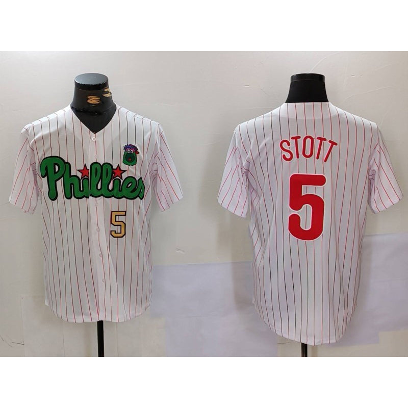 Philadelphia Phillies #5 Bryson Stott White Green KLUNKIM Cool Base Stitched Jerseys