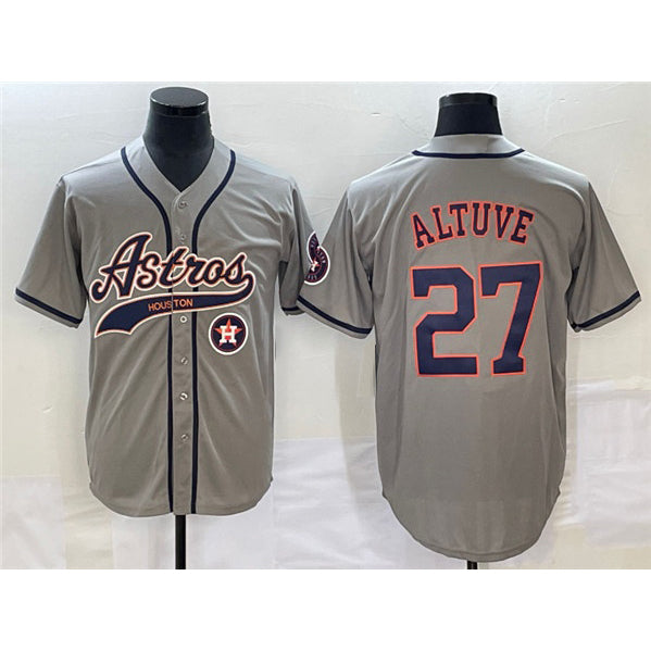 Houston Astros #27 Jose Altuve Gray KLUNKIM With Patch Cool Base Stitched Jersey
