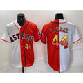 Houston Astros #44 Yordan Alvarez Number White Orange KLUNKIM Split Stitched Jersey 2