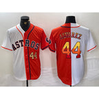 Houston Astros #44 Yordan Alvarez Number White Orange KLUNKIM Split Stitched Jersey 2