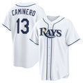 Tampa Bay Rays #13 Junior Caminero White KLUNKIM Home Replica Jersey
