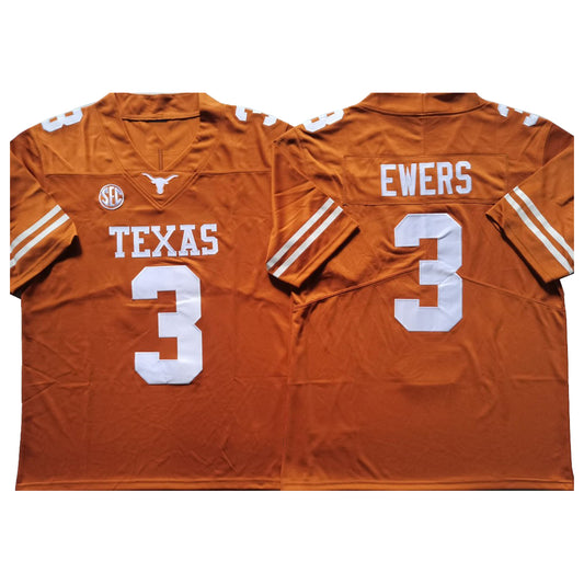 T.Longhorns #3 Quinn Ewers Orange F.U.S.E Stitched American College Jerseys No Patch