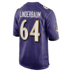 B.Ravens #64 Tyler Linderbaum Purple KLUNKIM Player Game Jersey