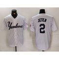 New York Yankees #2 Derek Jeter White KLUNKIM Pinstripe Fashion Cool Base Jersey 3