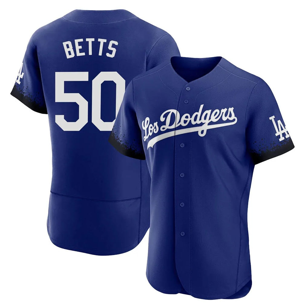 Los Angeles Dodgers #50 Mookie Betts Player Royal KLUNKIM City Connect Elite Home Stitched Jerseys