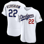Los Angeles Dodgers #22 Clayton Kershaw White KLUNKIM 2026 Gold Collection Authentic Jersey
