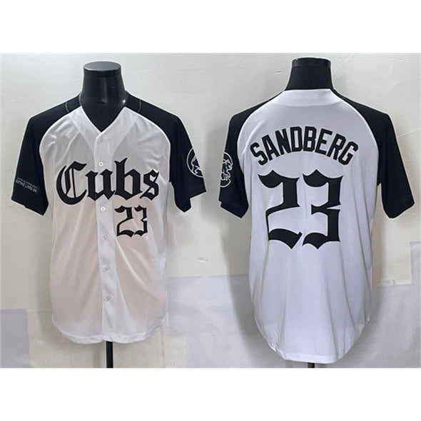 Chicago Cubs #23 Ryne Sandberg White Black KLUNKIM 'Gothic North Side Edition' Vapor Premier Limited Stitched Jersey