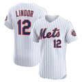 New York Mets #12 Francisco Lindor White KLUNKIM Home Elite Player Jersey