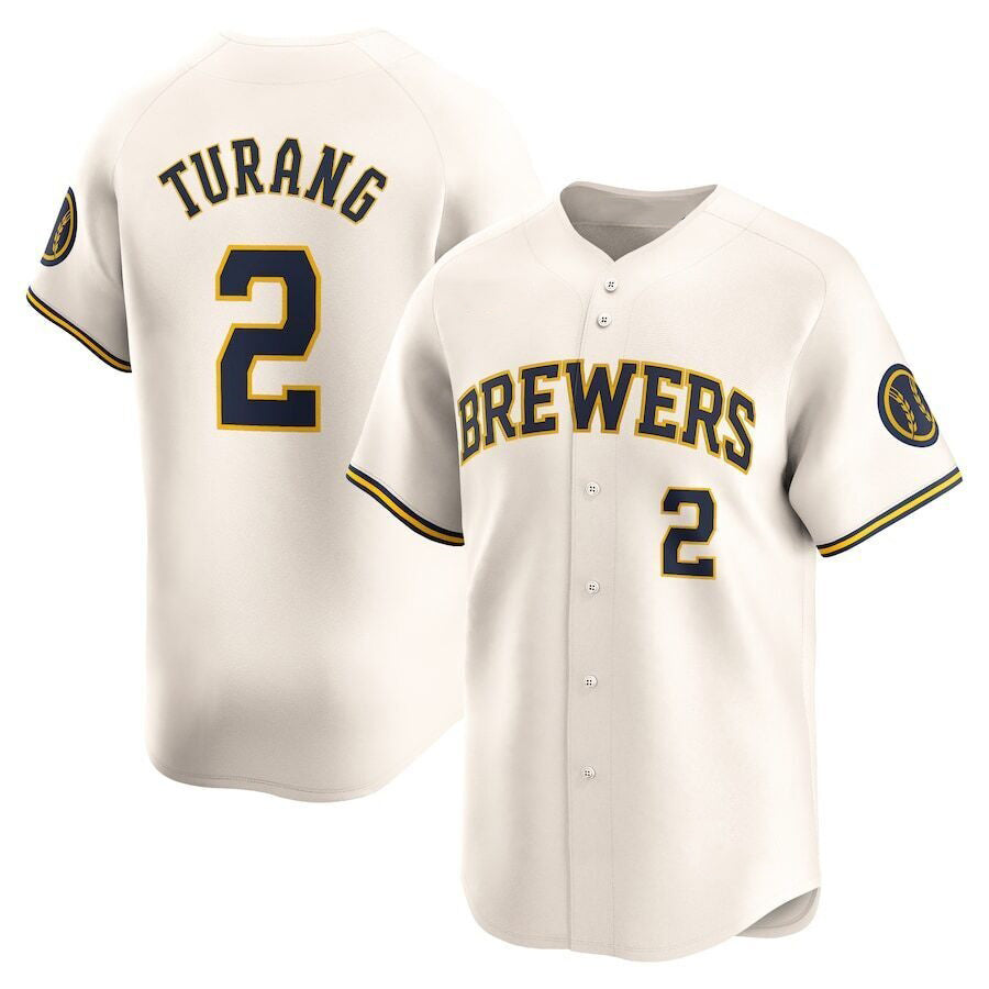 Milwaukee Brewers #2 Brice Turang Cream KLUNKIM Limited Jersey