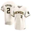 Milwaukee Brewers #2 Brice Turang Cream KLUNKIM Limited Jersey