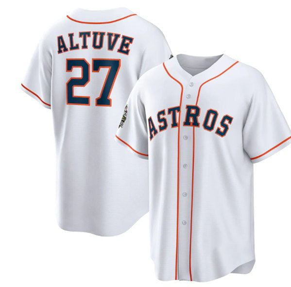 Houston Astros #27 Jose Altuve White KLUNKIM 2022 World Series Home Stitched Jersey