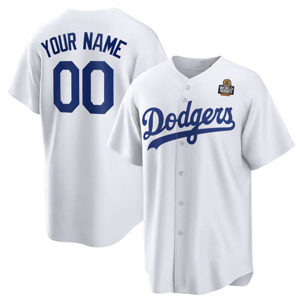 Custom Los Angeles Dodgers Active Player White KLUNKIM 2024 World Series Cool Base Stitched Jersey