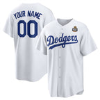 Custom Los Angeles Dodgers Active Player White KLUNKIM 2024 World Series Cool Base Stitched Jersey