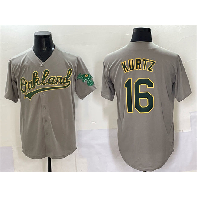 Oakland Athletics #16 Nick Kurtz Grey KLUNKIM Cool Base Stitched Baseball Jersey