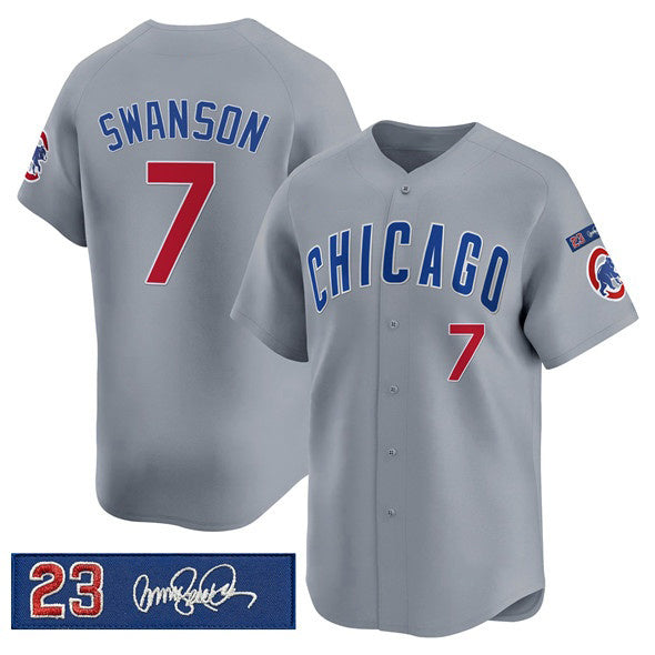 Chicago Cubs #7 Dansby Swanson Gray KLUNKIM 'Ryne Sandberg Tribute' Vapor Limited V3 Stitched Jersey