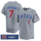 Chicago Cubs #7 Dansby Swanson Gray KLUNKIM 'Ryne Sandberg Tribute' Vapor Limited V3 Stitched Jersey
