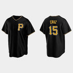 Pittsburgh Pirates #15 Oneil Cruz Black KLUNKIM Alternate Team Logo Coolbase Jersey