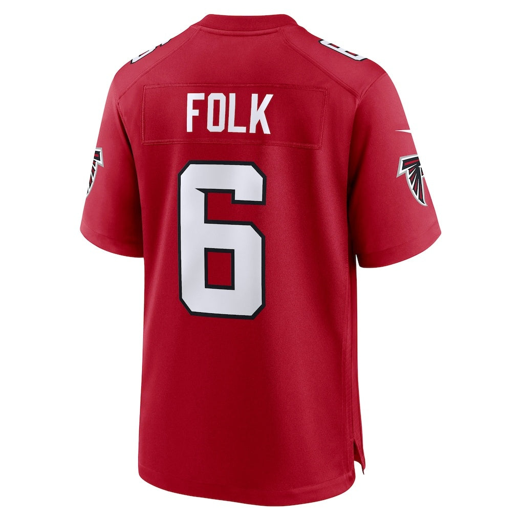A.Falcons #6 Nick Folk Red KLUNKIM Team Game Jersey
