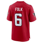 A.Falcons #6 Nick Folk Red KLUNKIM Team Game Jersey