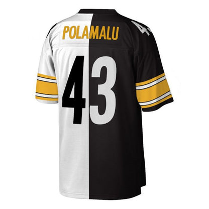 P.Steelers #43 Troy Polamalu White/Black Mitchell & Ness Replica Limited Split Stitched American Football Jerseys