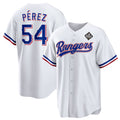 Texas Rangers #54 Mart¨ªn P¨¦rez White KLUNKIM 2023 World Series Stitched Jersey