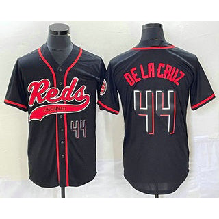 Cincinnati Reds #44 Elly De La Cruz Number Black KLUNKIM With Patch Cool Base Stitched Jersey