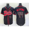 Cincinnati Reds #44 Elly De La Cruz Number Black KLUNKIM With Patch Cool Base Stitched Jersey