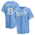 Kansas City Royals #19 Michael Massey Player Light Blue KLUNKIM Home Game Stitched Jerseys