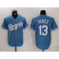 Kansas City Royals #13 Salvador Perez Light Blue KLUNKIM Cool Base Stitched Jersey
