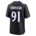 B.Ravens #91 Trey Hendrickson Black KLUNKIM Alternate Game Jersey