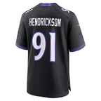 B.Ravens #91 Trey Hendrickson Black KLUNKIM Alternate Game Jersey