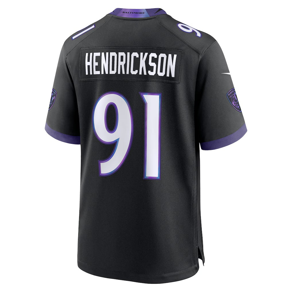 B.Ravens #91 Trey Hendrickson Black KLUNKIM Alternate Game Jersey
