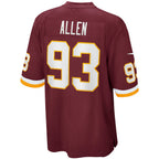 W.Football Team #93 Jonathan Allen Burgundy KLUNKIM Home Game Jersey